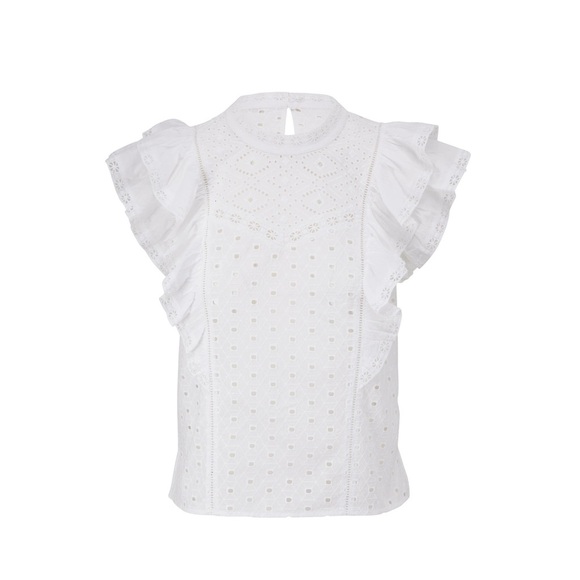 Veronica Beard Jie Eyelet and Lace Top in White - Picture 4 of 10